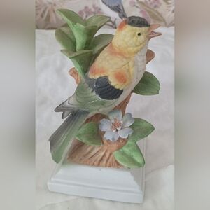 Sale! Colorful Porcelain Ceramic Yellow Bird Figurine